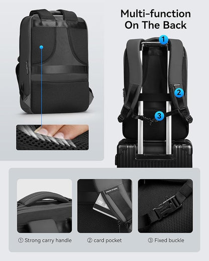Muzee Backpack for Men Waterproof and Travel Laptop Backpack with USB Charging, Fits 17 Inch Laptop and Tech Gear