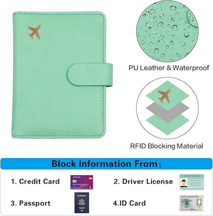 Melsbrinna Premium Leather Passport Holder Covers Case, Waterproof Rfid Blocking Travel Wallet Passport Holder with Pen Holder, Cute Passport Book for Women/Men
