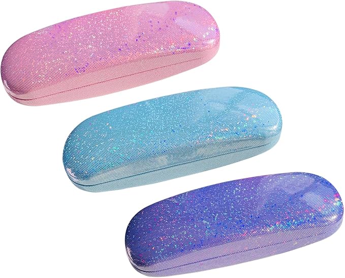 HSYMQ 3PCS Glasses Case, Eyeglasses Case Hard Shell, Reading Hard Glasses Cases for Women Men