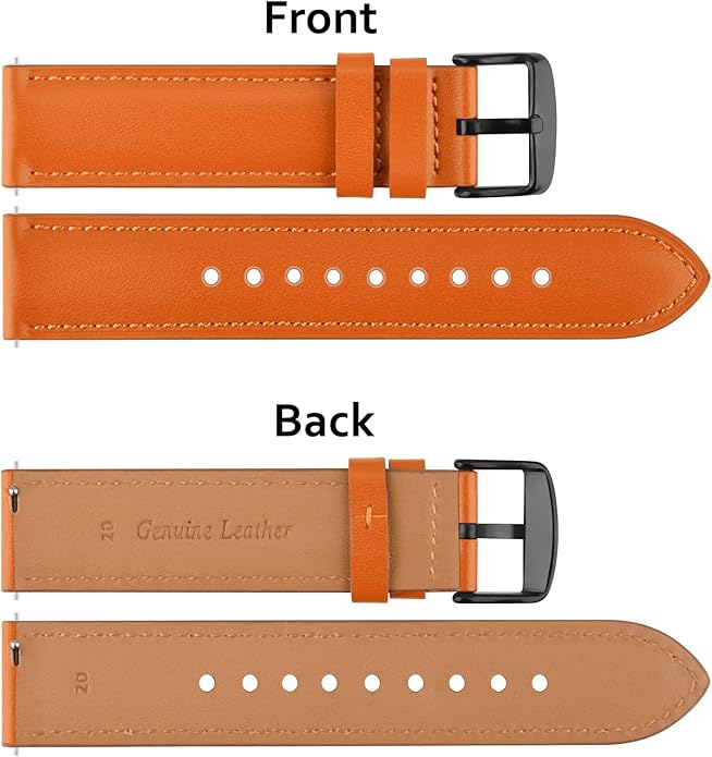 Vancle Quick Release Genuine Leather Watch Band 20mm 22mm Watch Strap, Top Grain Leather Watch bands for Men Women