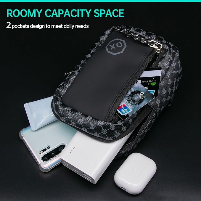 Long Keeper Mini Sling Bag - Women Men Vegan Leather Crossbody Phone Bag Waterproof Travel Running Chest Bag Casual Daypack