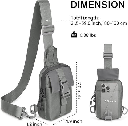 G4Free Waterproof Mini Crossbody Sling Bag, Small Chest Fanny Pack for Men, Lightweight Travel Sports Purse (Grey)