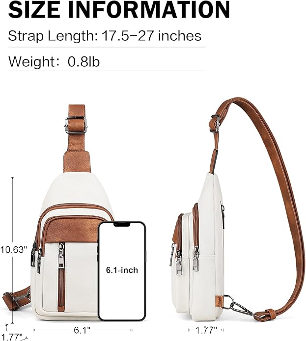 MASINTOR Sling Bag for Women - Crossbody Bags Fanny Pack with Vegan Leather - Adjustable Sling Backack for Travel