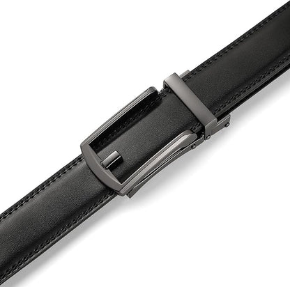 Founders & C Mens Ratchet Belt Leather Click 1 1/4" with Slide Buckle, Casual Dress Belt Adjustable