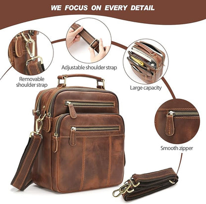 Jack&Chris Leather Messenger Bag for Men, Man Purse Crossbody Bags for Work Business