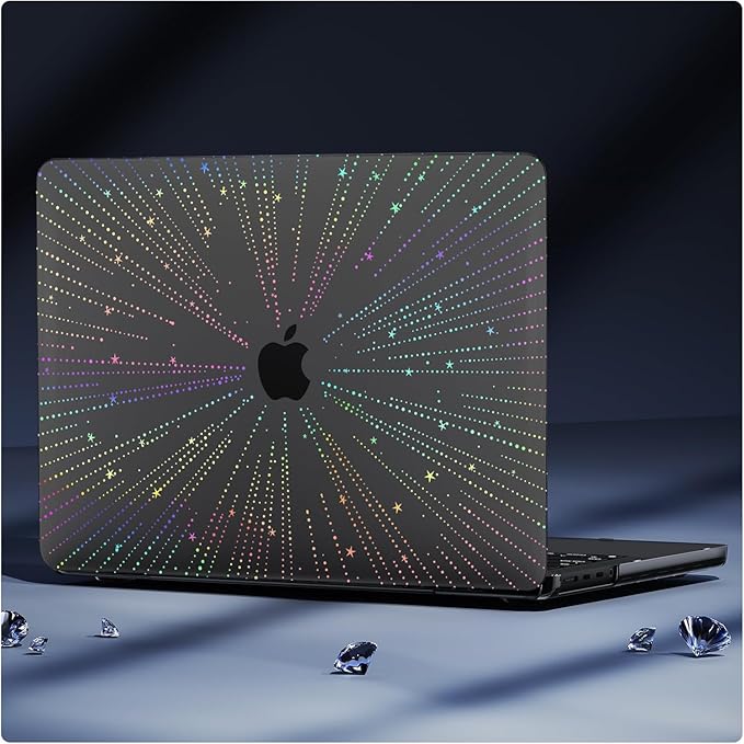 KEROM Clear Black Case for MacBook Pro 13 inch 2022-2016 M2 M1 A2338 A2289 A2251 A2159 A1989 A1706, MacBook Pro 13 inch Clear Case with Design, Plastic Hard Shell Case & Keyboard Cover, Line
