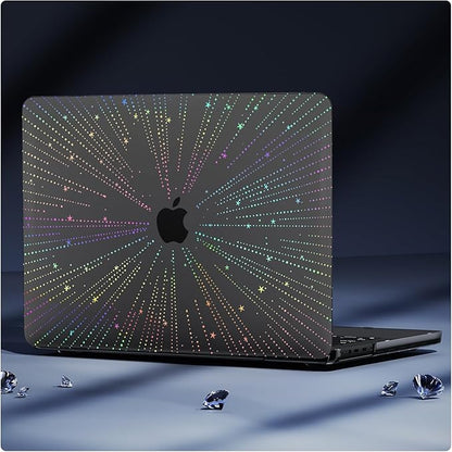 KEROM Clear Black Case for MacBook Pro 13 inch 2022-2016 M2 M1 A2338 A2289 A2251 A2159 A1989 A1706, MacBook Pro 13 inch Clear Case with Design, Plastic Hard Shell Case & Keyboard Cover, Line
