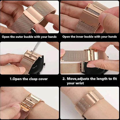 Moran Stainless Steel Mesh Watch Band Quick Release Replacement Strap 18mm 20mm 22mm for Men Women (Rose Gold,18mm)