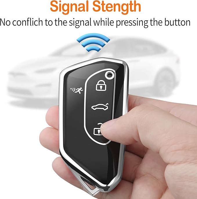 Sindeda for Volkswagen Key Fob Cover with Keychain Soft Full Protection Key Shell Key Case Compatible with VW MK8 Golf/GTI Skoda Octavia (Silver)