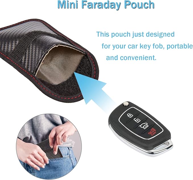 Faraday Key Fob Protector - 2 Pack Mini Anti-theft Pouch Key Fob RFID Signal Blocking Faraday Bag for Key Fob