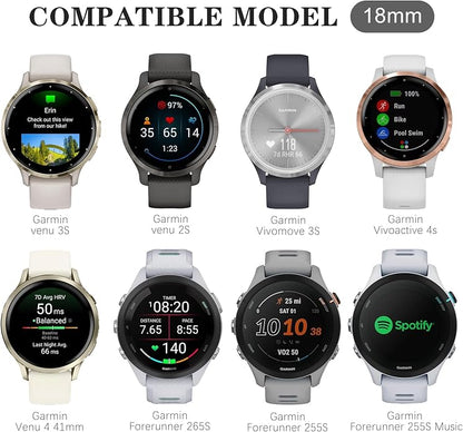 5 Pack 18mm Silicone Watch Band Compatible with Garmin Vivoactive 4S/Vivomove 3S/Venu 3S 41mm/Venu 4 41mm/Venu 2S/Forerunner 255S/265S, Quick Release Soft Sport Straps for Women Men