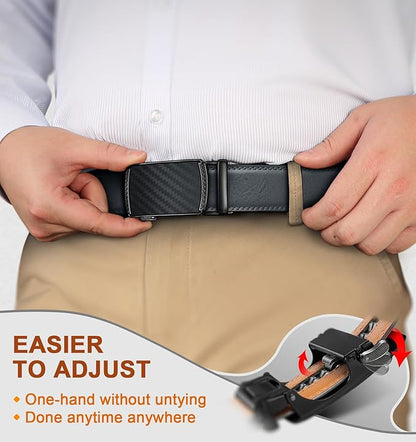 BULLIANT Men Belts 2 Pack,Ratchet Sliding Belt Adjustable For Gift Mens Dress Casual 1 3/8",Cut for Fit