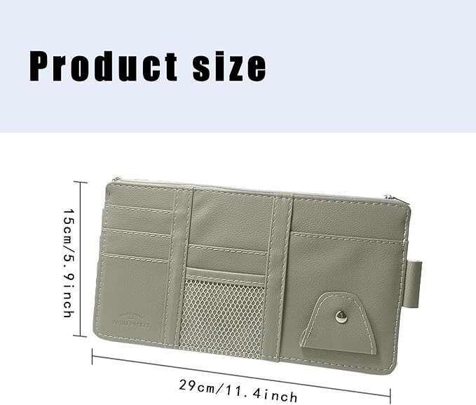 Car Sun Visor Organizer, Visor Organizer Auto Car visor Storage Organizer Sun Visor Storage Organizer with Pockets Car Visor Storages Pouch Truck Visor Organizer for Men Women(Grey)
