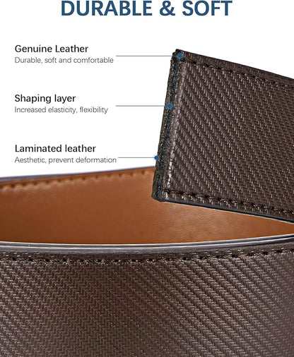 BOSTANTEN Mens Belt Leather Ratchet Belt For Men Dress and Casual with Adjustable Buckle, Trim to Fit