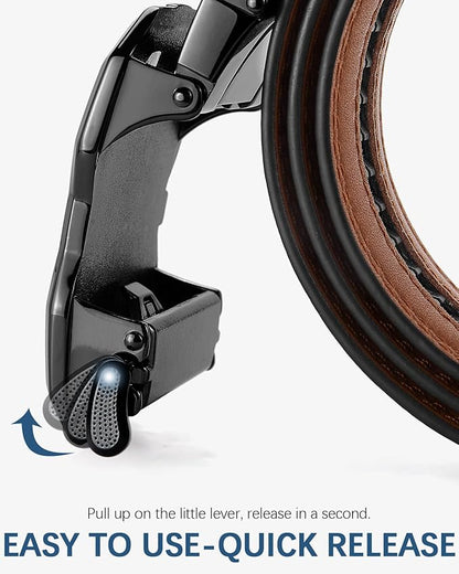 BOSTANTEN Mens Belt Leather Ratchet Belt For Men Dress and Casual with Adjustable Buckle, Trim to Fit