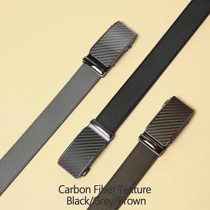 2 Pack Ratchet Belt 1 3/8", Mens leather Dress Belt in Gift Set Size 28"-62" Adjustable waist Trim to Fit