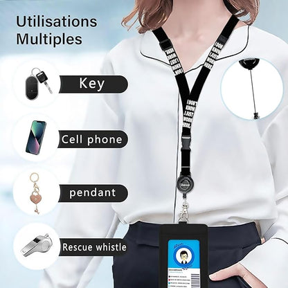 bolimoss Funny Lanyards for ID Badges,PU Leather Badge Holders with Detachable Neck Lanyard Strap, Adjustable Retractable Badge Reels with Metal Swivel Clasp, Teacher Nurse Student Work Office Gifts