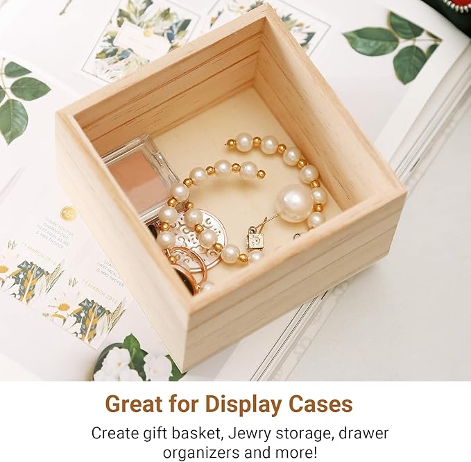 CALPALMY (12 Pack) 6" x 6" Unfinished Wooden Box Storage Organizer Small Wooden Boxs for Art Crafts Collectibles Home Venue Decor