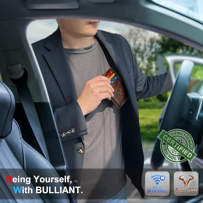 BULLIANT Slim Wallet For Men 12Cards,Magnetic Flip Build-in Money Clip Airtag Compatible-RFID Blocking