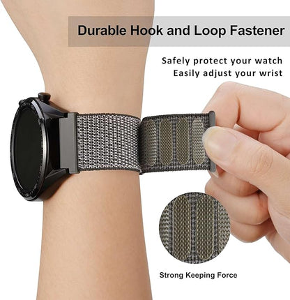 WOCCI 22mm Adjustable Nylon Watch Band, Quick Release Sport Loop Strap (Grey)