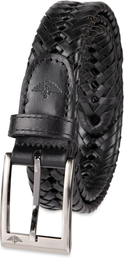 DOCKERS Men's Braided Leather Belt, Fully Adjustable Casual Strap for Everyday Wear