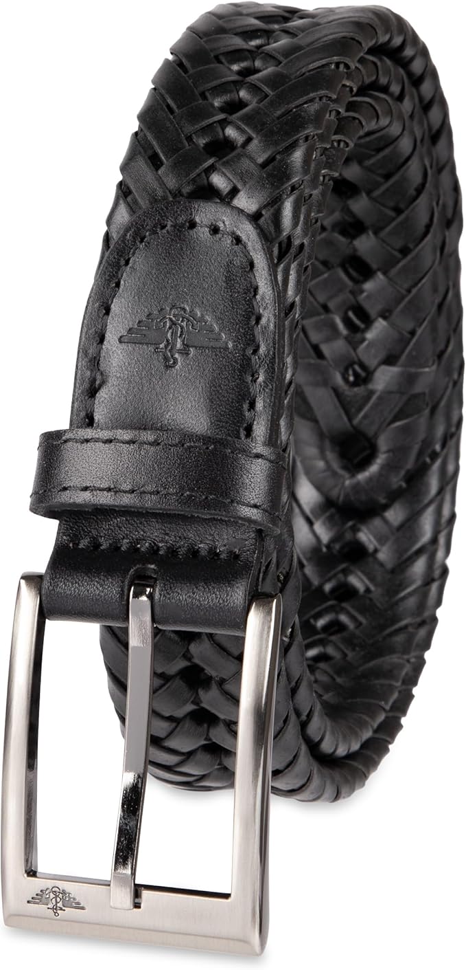 DOCKERS Men's Braided Leather Belt, Fully Adjustable Casual Strap for Everyday Wear