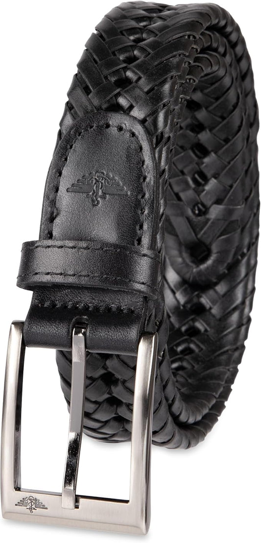 DOCKERS Men's Braided Leather Belt, Fully Adjustable Casual Strap for Everyday Wear