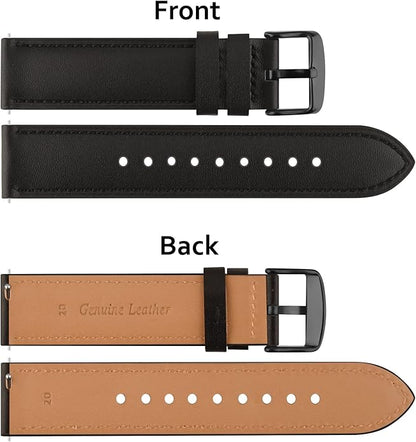 Vancle Quick Release Genuine Leather Watch Band 20mm 22mm Watch Strap, Top Grain Leather Watch bands for Men Women