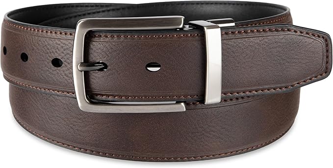 DOCKERS Men's Two-in-one Reversible Rotative Buckle Everyday Casual Dress Belt (Regular and Big & Tall Sizing)