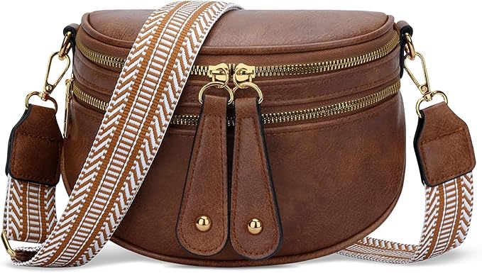 KKXIU Crossbody Sling Bag for Women Trendy Fanny Pack Vegan Leather Chest Bag | Trendy