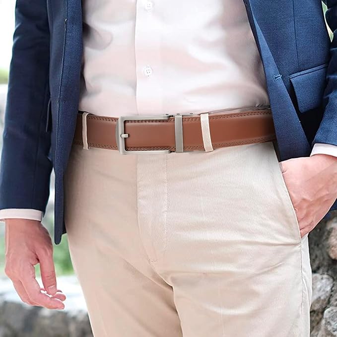 SENDEFN Men's Leather Dress Casual Belt 1 3/8" Automatic Adjustable Click Buckle Belts with Gift Box