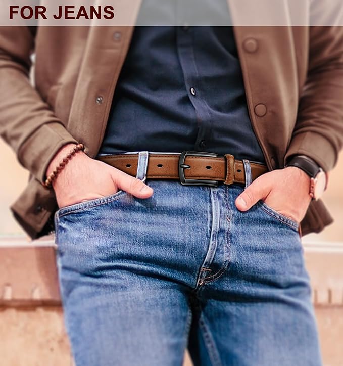 KEMISANT Men Belt-Genuine Leather Belt for Men Dress Casual Golf Jeans 1 3/8"