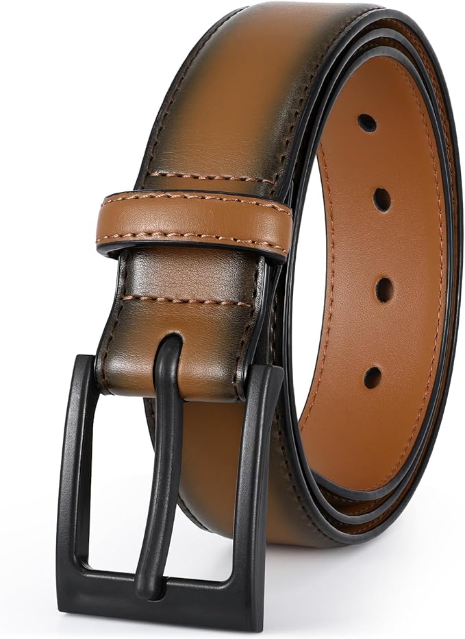 XZQTIVE TSA Belt For Men Metal Free Dress Belts Hypoallergenic Leather Belt With Black Buckle Nickle Free