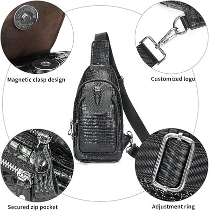 LUKZIJAES Genuine Leather Sling Bag for Men