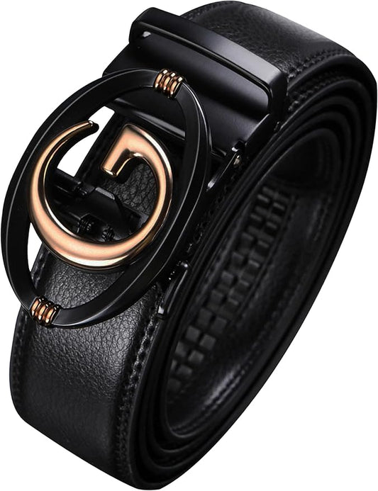 Men's Ratchet Belt Leather Belt Adjustable for Men Gift 1 3/8-Cut for Perfect Fit