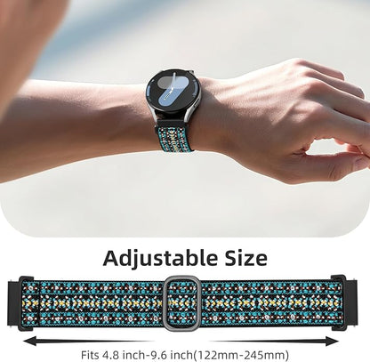 DaQin 3 Pack Nylon Watch Bands Compatible with 16mm 18mm 20mm 22mm Quick Release Watch Band, Adjustable Soft Stretchy Solo Loop Strap Elastic Braided Relacement Wristband for Men Women