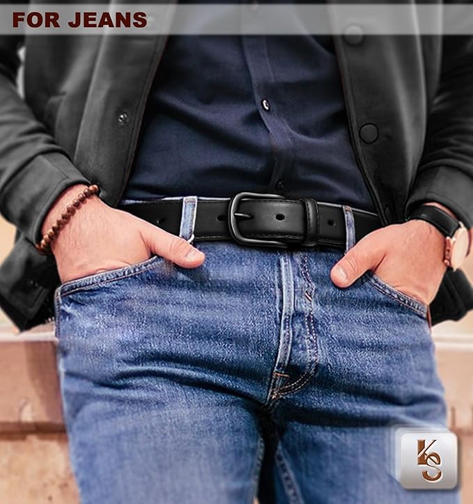 KEMISANT Men Belt-Genuine Leather Belt for Men Dress Casual Golf Jeans 1 3/8"