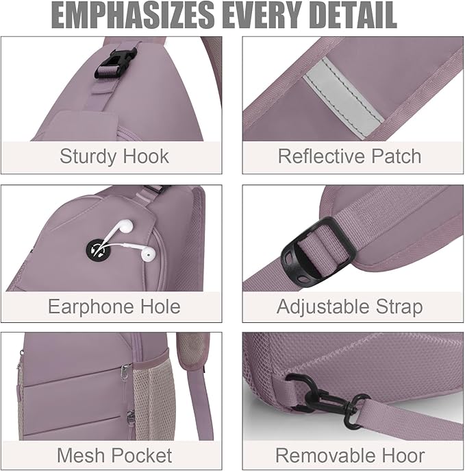 Pritent Crossbody Bags for Women Men Trendy Sling Bag Backpack Casual Chest Bag with Convertible Shoulder Strap