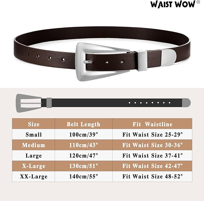 Women's Leather Belts for Jeans Pants Fashion Leather Waist Belt Ladies Dress Belts with Gold/Silver Buckle