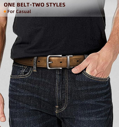 BULLIANT Men's Belt,Reversible Belt Adjustable For Gift Men 1.25”-Cut For Fit-2 Sides in 1 Belt(Not 2)