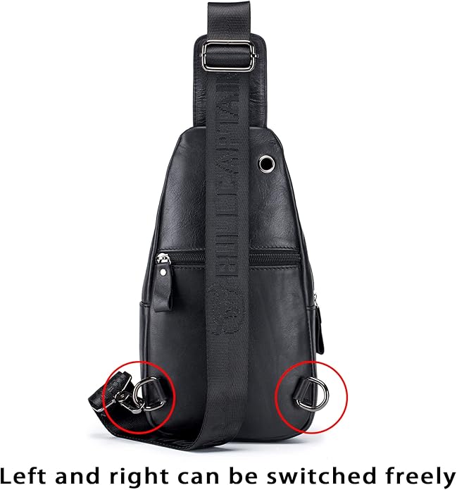 LUKZIJAES Genuine Leather Sling Bag for Men