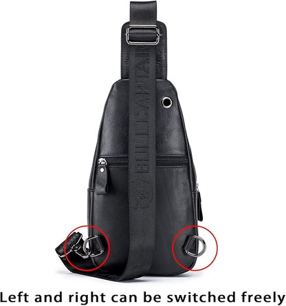LUKZIJAES Genuine Leather Sling Bag for Men