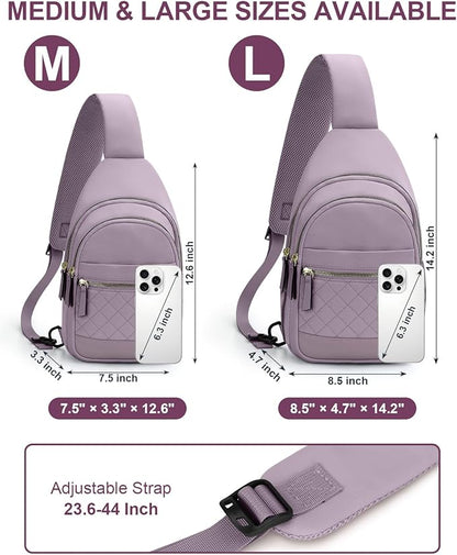 Capolo Sling Bag for Women Men Waterproof Crossbody Bags for Women Trendy Casual Fanny Pack with Convertible Shoulder Strap Chest Bag for Travel Hiking(Purple, Large)