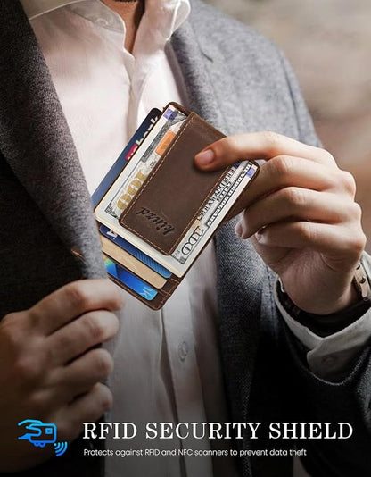 kinzd Money Clip, Front Pocket Wallet, Leather RFID Blocking Strong Magnet thin Wallet | RFID Blocking, Strong Magnet, thin