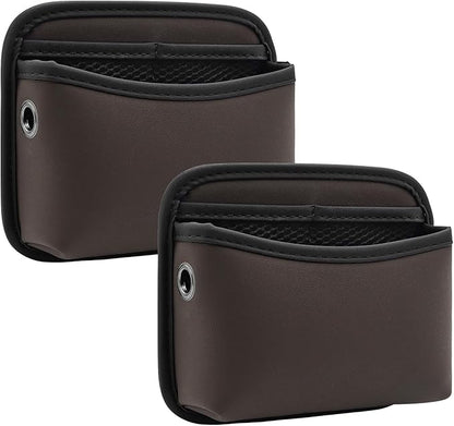 Car Seat Side Storage Pocket, Small Car Seat Organizers PU Leather Car Console Organizer Pocket Multifunctional Console Side Organizer Bag for Phone, Keys, Sunglass, Wallet (2Pack, Brown)