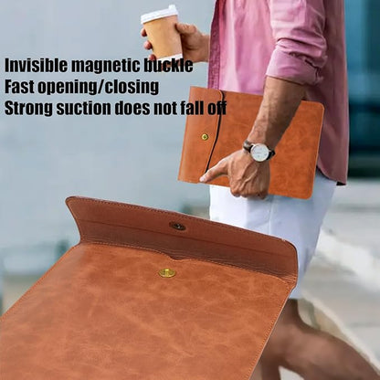 Leather Laptop Sleeve 14 Inch for MacBook Pro 14 Inch M5 M4 M3 M2 M1 Pro/Max Case,Premium Protective Case Cover with Magnetic Closure-Brown