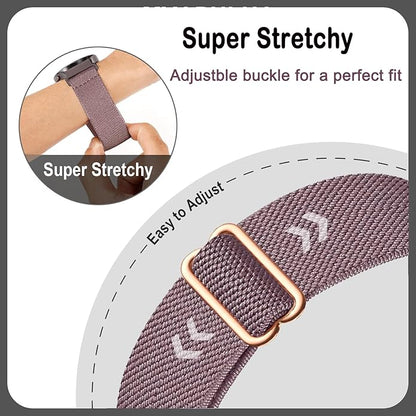 4 Pack Stretchy Watch Bands Compatible with 20mm Garmin Venu Sq/Venu Sq 2, Loop Nylon Elastic Fabric Strap for Garmin Vivomove Style/Luxe/HR Women Men