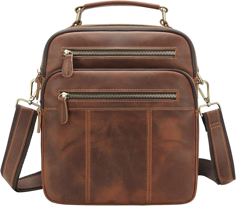 Jack&Chris Leather Messenger Bag for Men, Man Purse Crossbody Bags for Work Business