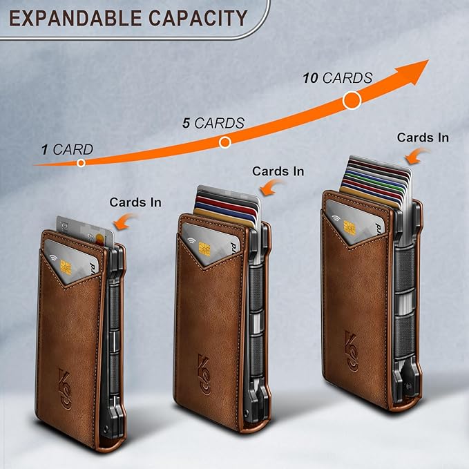 KEMISANT Men Wallet- Slim Wallet Money Clip For Gift Men in Front Pocket 12Cards-Metal Case with Magnetic Flip