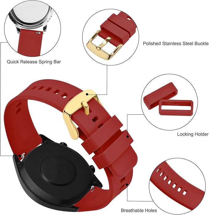 BISONSTRAP Watch Strap 18mm 19mm 20mm 21mm 22mm, Quick Release Silicone Watch Bands for Men Women